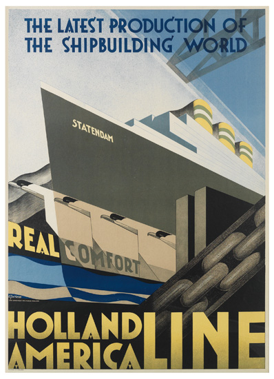 ADRIAAN JOH. VAN' T HOFF (1893-1939). HOLLAND AMERICA LINE. 1928. 43x30 inches, 110x77 cm. Lankhout, The Hague.